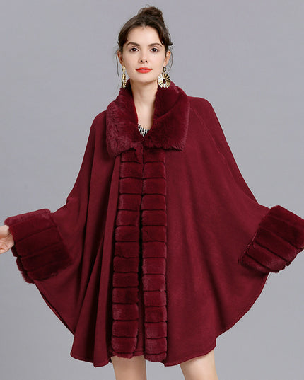 Oversized Loose Rex Rabbit Fur Collar Knitted Cardigan Jacket