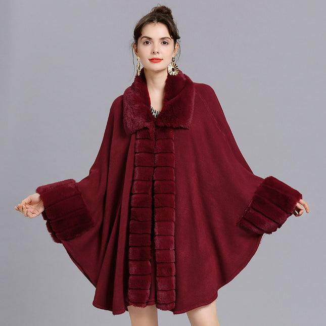 Oversized Loose Rex Rabbit Fur Collar Knitted Cardigan Jacket