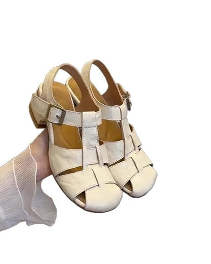 French Gentle Commuter Roman Shoes Women's Outer Wear Woven