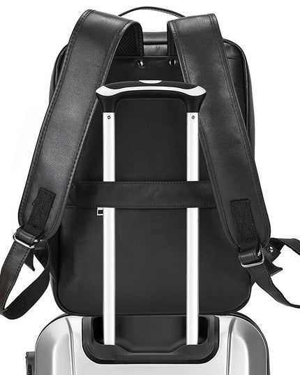 High-end Men's Leather Large-capacity Backpack 16-inch