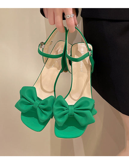 Summer Bowknot Chunky Heel Sandals