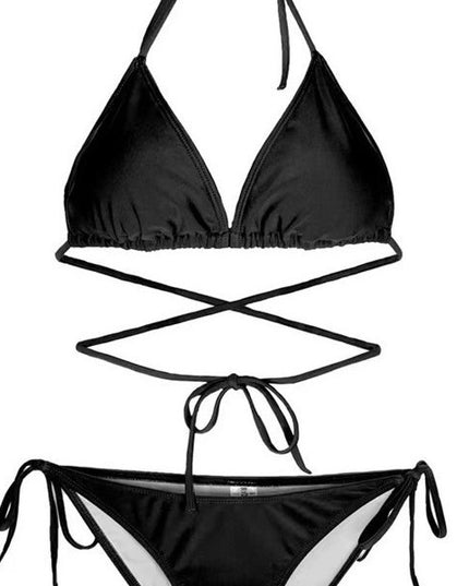 Holiday Triangle Split Women's Sexy Ins Style Lace-up Bikini Swimsuit