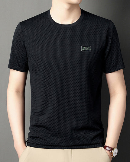 Ice Silk Men's Jacquard Half Sleeve Bottoming Shirt