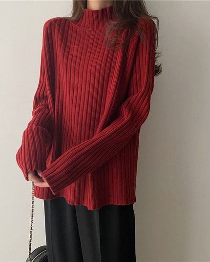 Idle Style Mock Neck Design Sense Loose Thick Inner Sweater Niche Top