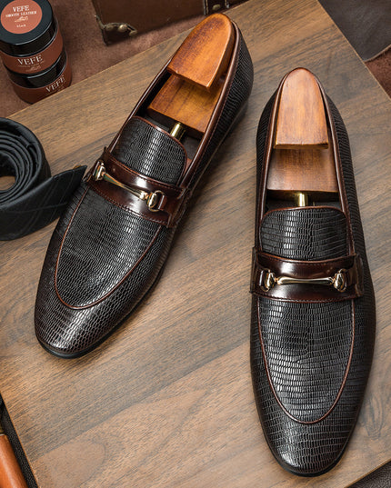 Cowhide Snake Pattern Men's Business Casual