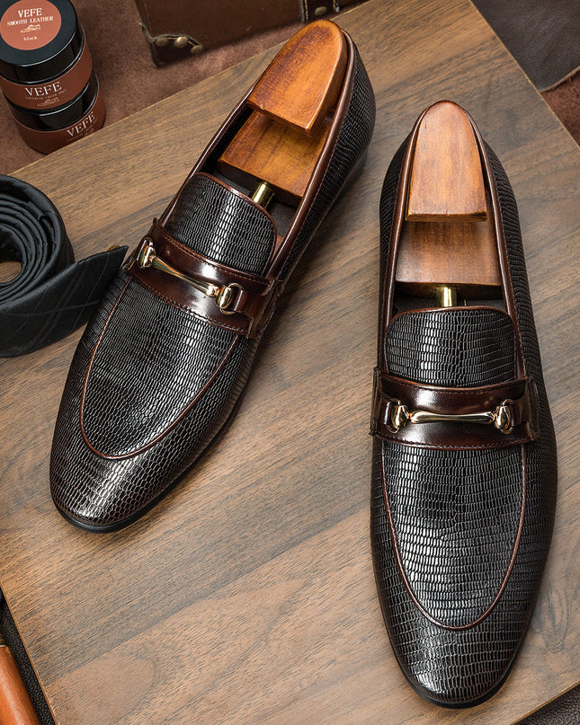 Cowhide Snake Pattern Men's Business Casual