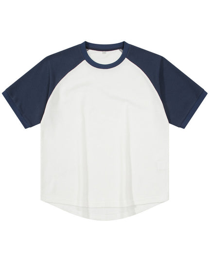 Contrast Color Waffle Plus Size Short Sleeve