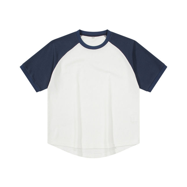 Contrast Color Waffle Plus Size Short Sleeve