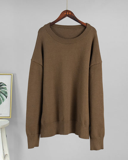 Loose And Warm Simple Pullover Solid Color Knitted Sweater