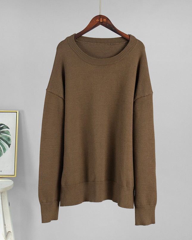 Loose And Warm Simple Pullover Solid Color Knitted Sweater