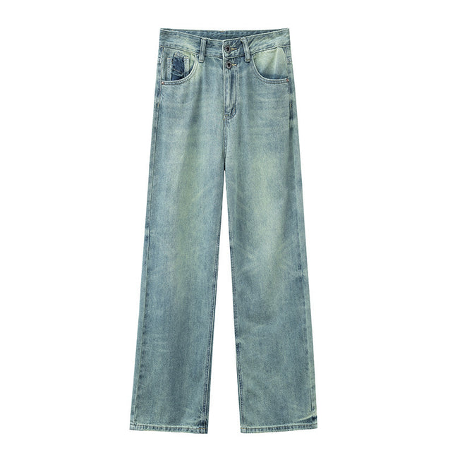 Women's Fashion Holes Narrow Wide-leg Jeans