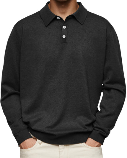 Long Sleeve V-neck Buttons Men's Casual Jacket Polo Shirt