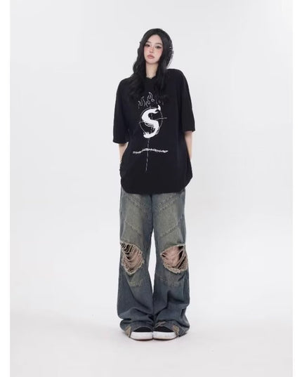 Retro Loose Casual Straight-leg Trousers Women
