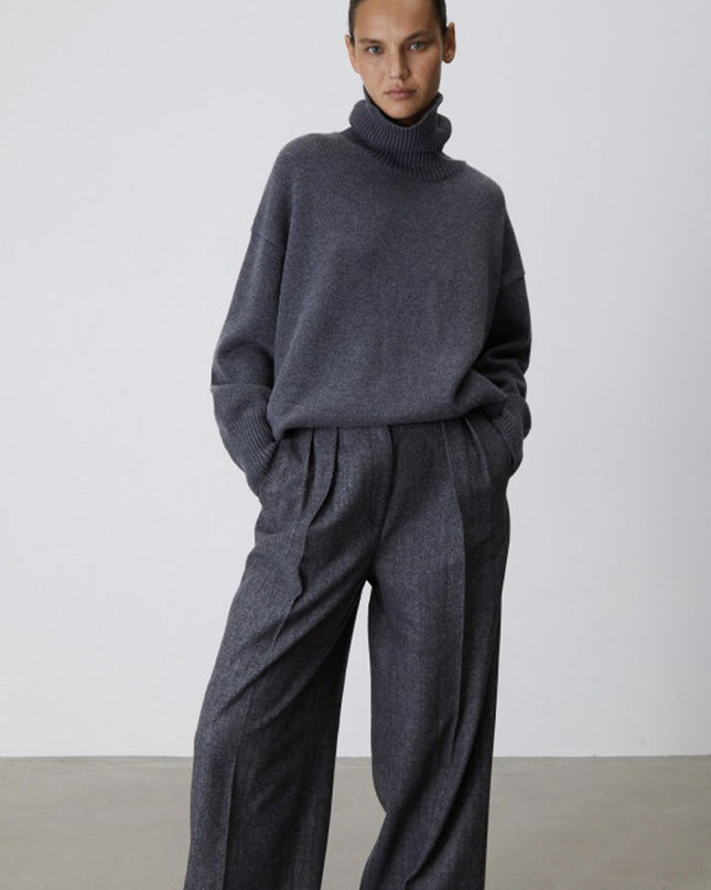 Autumn And Winter European And American Loose Basic Style Solid Color Pullover