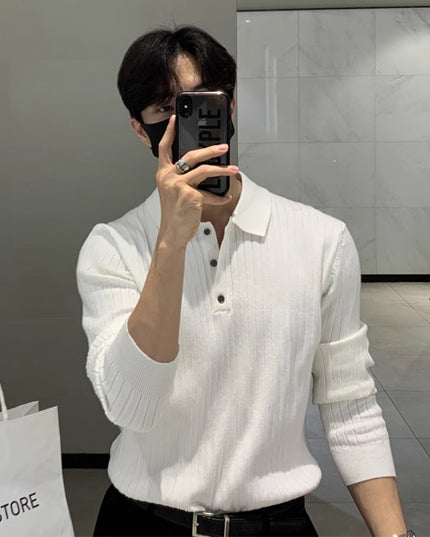 Lapel Sweater Men's Long Sleeve Knitted