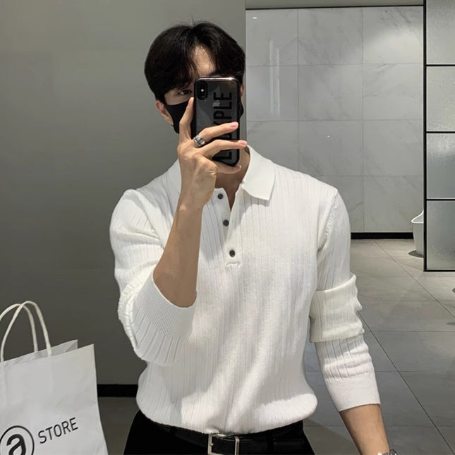 Lapel Sweater Men's Long Sleeve Knitted