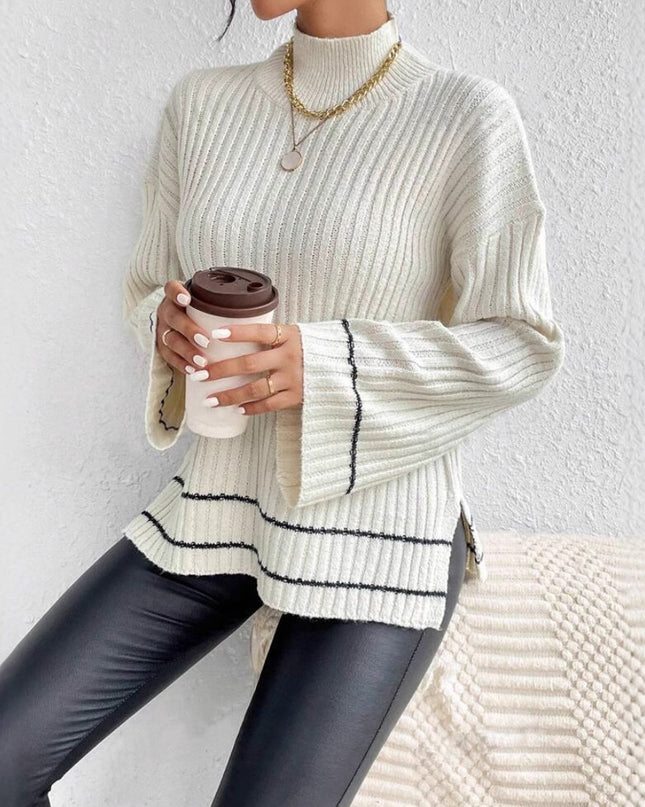 Casual Patchwork Contrast Color Loose Long Sleeve