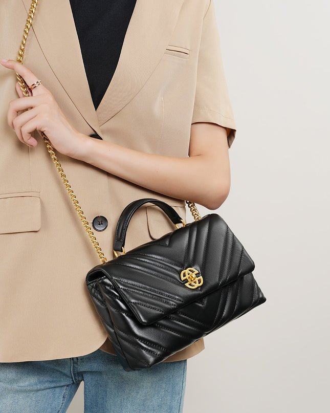 Women's Cowhide Diamond Chain Square Shoulder Messenger Bag