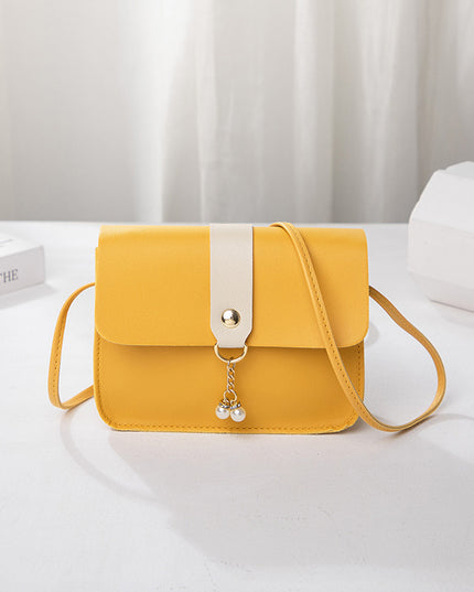 Women's Everyday Joker Contrast Pearl Pendant Small Square Bag