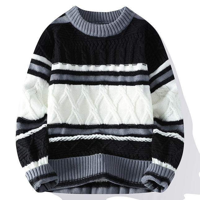Round Neck Men's Casual Sweater – Soft Cotton Pullover for Autumn & Winter