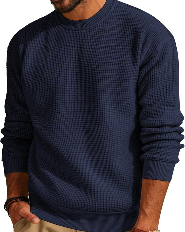 Men's Fashion Solid Color Waffle Casual