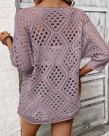 Women's Loose Casual Sleeve Hollow Knit Top