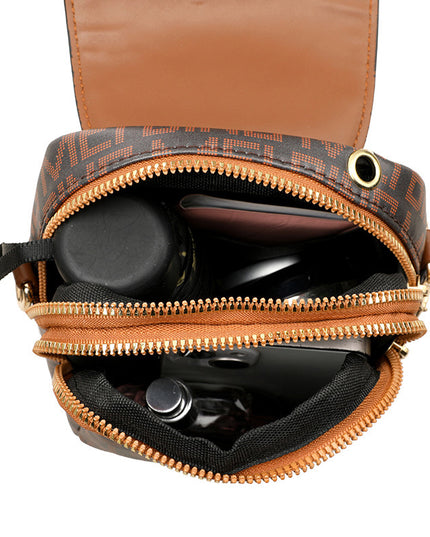 Soft Leather Retro Printed Mini Crossbody Bag
