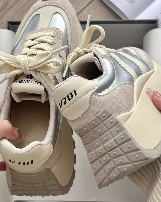 Versatile Platform Thick Bottom Shoes Retro Women's Dad Shoes