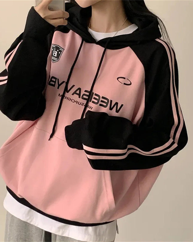 Thin Stitching Velvet Padded Hooded Sweatshirt Women