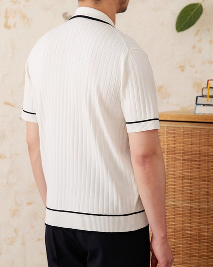 Slim Elastic Skin-friendly Lapel Short-sleeved Knitting Polo Shirt