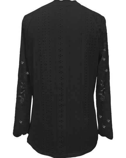 Contrast Lace V-neck Eyelet T-Shirt