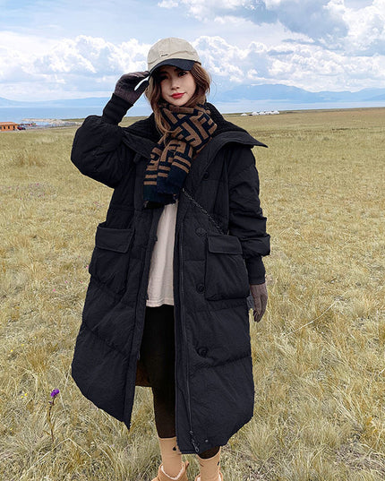Below The Knee Korean Style Fashion Loose Cotton Coat