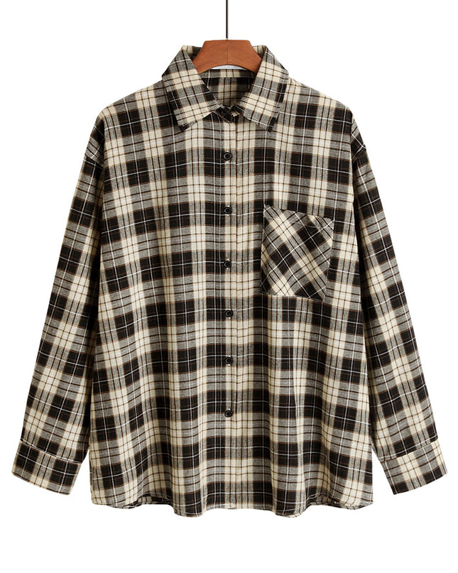 Loose ThinVersatile Long-sleeved Design Niche Plaid