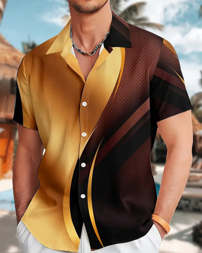 Casual All-matching Fashion Geometric Trend Short Sleeve Shirt
