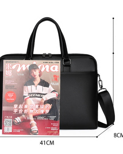 Men's PU Portable Oblique Span Business Briefcase Large Capacity Travel