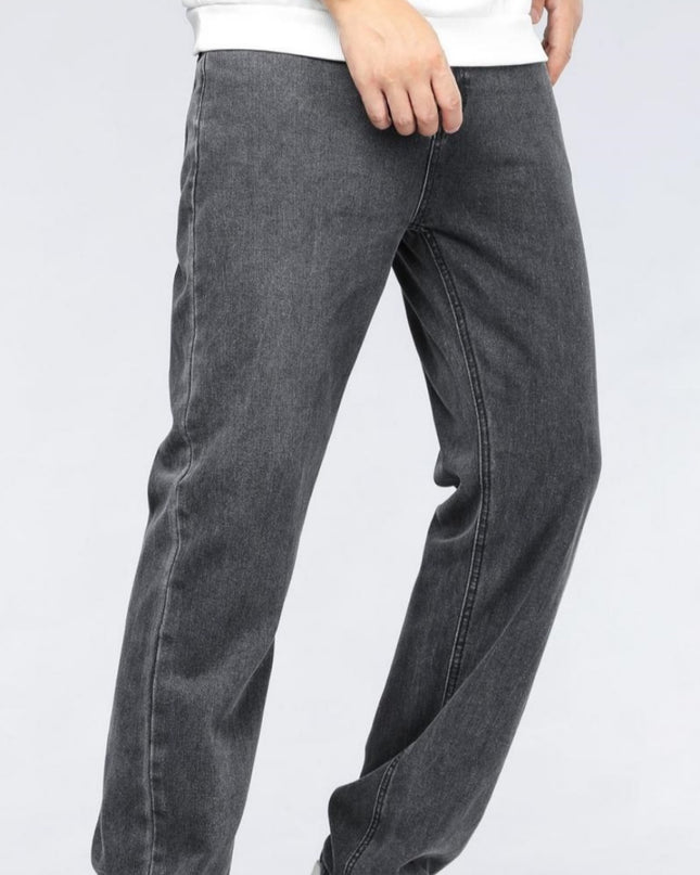 Men’s Simple Casual Extra Long Jeans | High-Waist Straight-Leg Denim