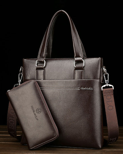 Men’s Leather Computer Leisure Bag – Large Capacity Split Leather Shoulder Briefcase