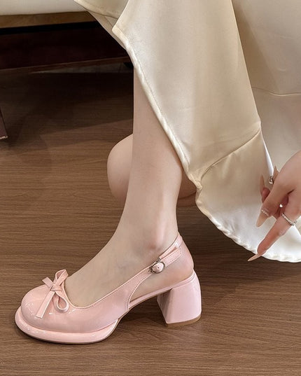 Summer New All-match Bow Satin Toe Cap Slingback Sandals