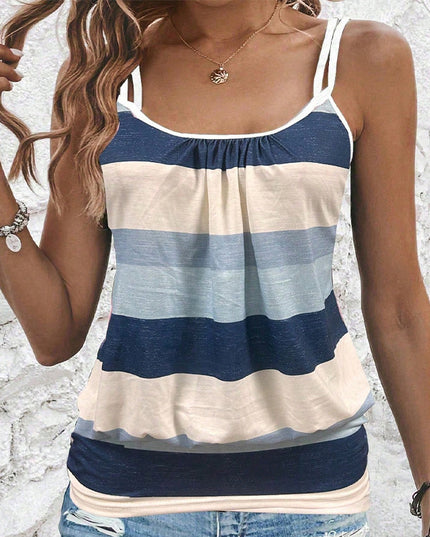 Vacation Style Suspender Stripes Top
