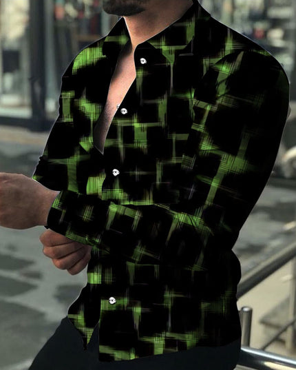 3D Digital Printing Lapel Long Sleeve Shirt