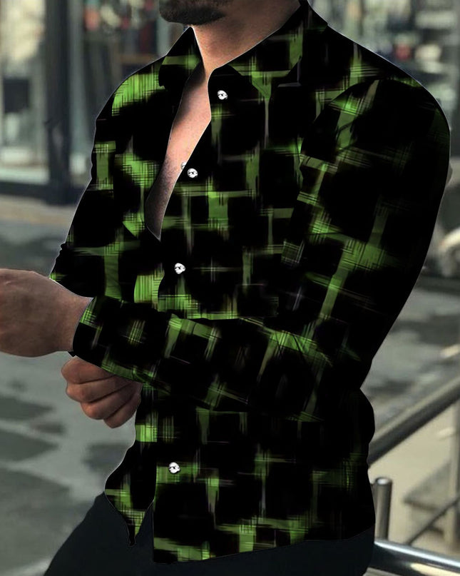 3D Digital Printing Lapel Long Sleeve Shirt
