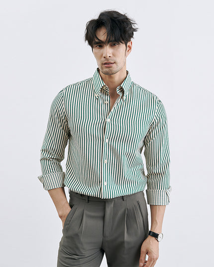 Men's Korean-style Vertical Stripes Trendy Pu Shuai Shirt Business Casual Shirt