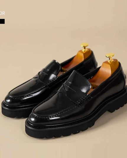 Handmade Slip-on Thick Bottom Increased By Business Casual Leather Shoes