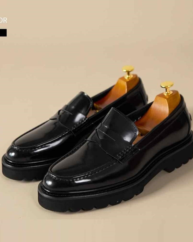 Handmade Slip-on Thick Bottom Increased By Business Casual Leather Shoes