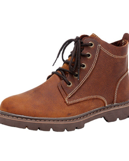 Vintage Men's Leather Boots Worke High-top Shoes