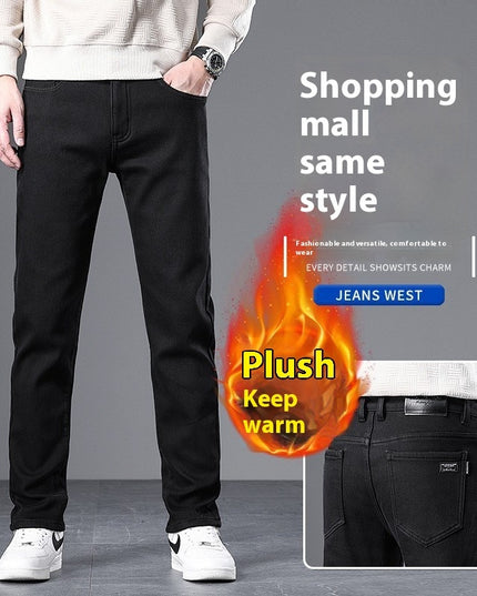 Men's Loose Straight Business Pants Winter Thick Style Trousers