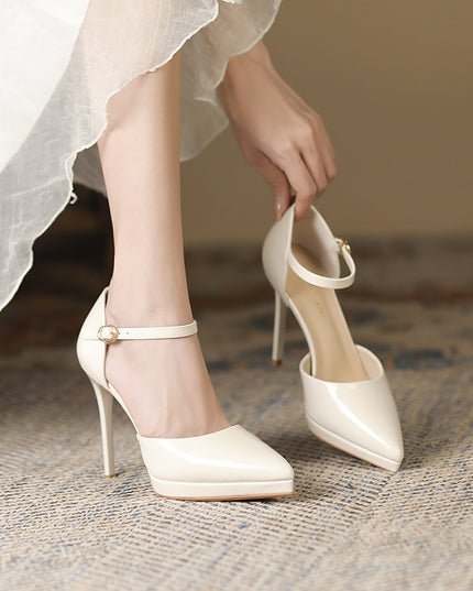 Pointed-toe Waterproof Platform Hollow 10 5cm Women's High Heels
