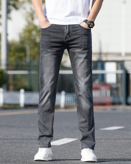 Summer Thin Jeans Men's Slim-fit Straight Trousers