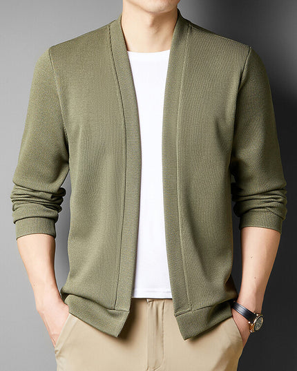 Spring New Fake Two-piece Men's Long-sleeved Knitted Cardigan