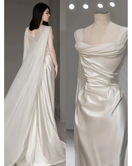 Satin Light Wedding Dress French White